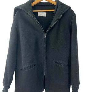Vintage 90s West Point Cadet Wool Coat USMA Black Jacket 36R Hood Zip Front